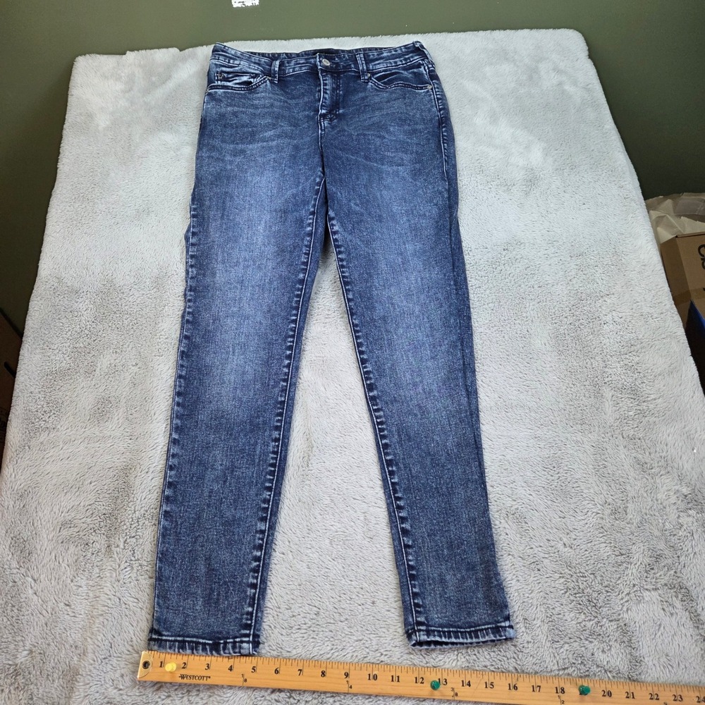 True Religion Jennie Curvy Skinny Jeans Womens Sz 31 Mid Rise Acid Wash Denim